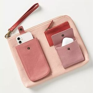 Anthropologie Pink and Red Clutch Wristlet